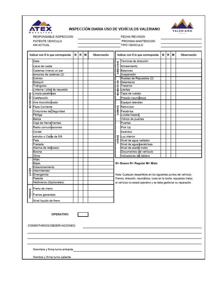 Check List Vehículos | PDF