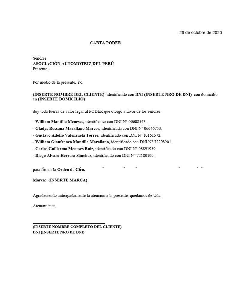 Cartas Poder 2021 Para Tramite De Placas Sat Actualizado Pdf 