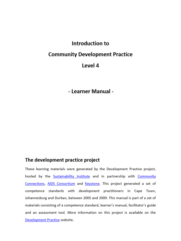 Introduction To Community Development Practice Level 4 | PDF | Career ...