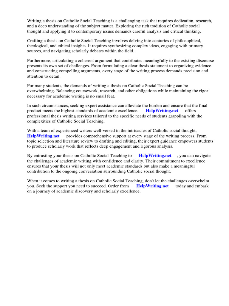 Thesis on catholic social teaching pdf catholic social teaching