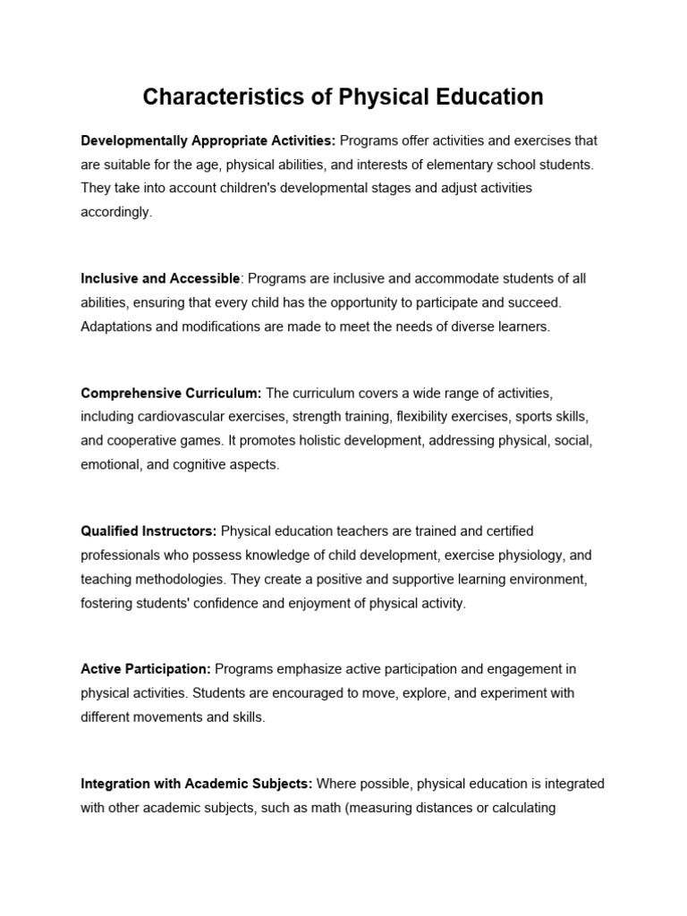 Characteristics of Effective PE Programs | PDF | Educational Assessment ...