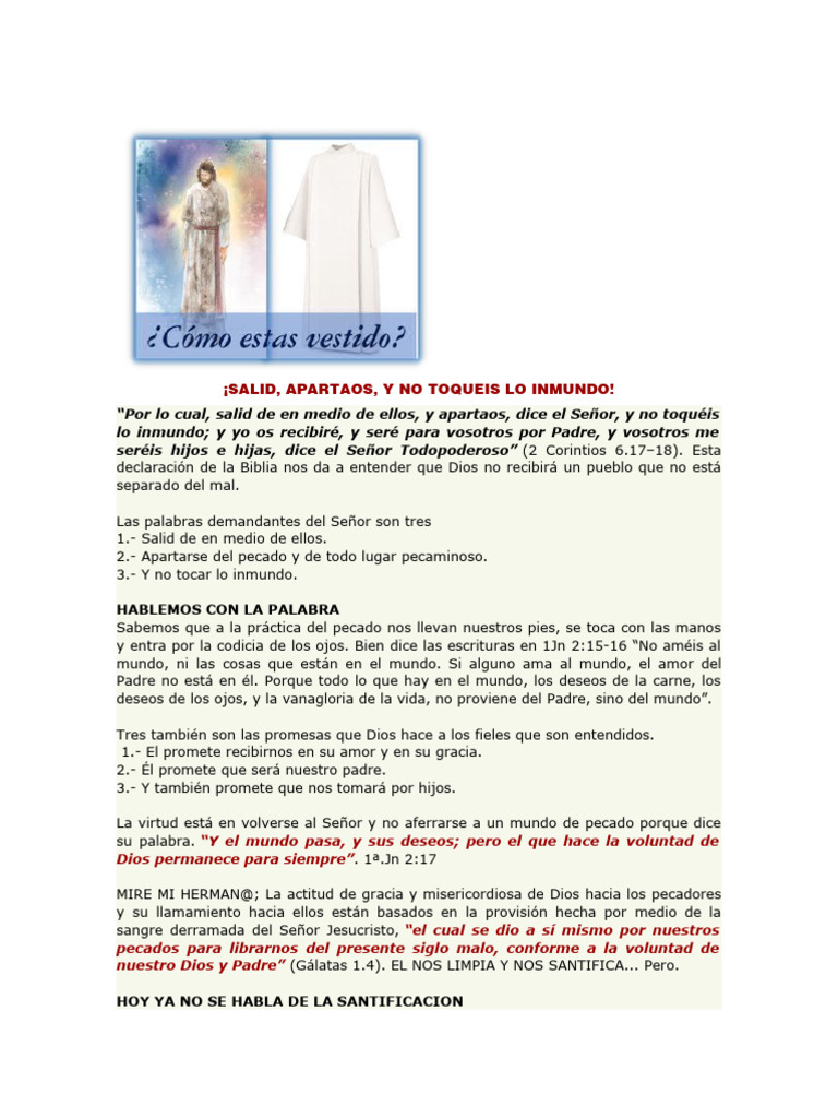 Apartarse del Mal según la Biblia | PDF | Pecado | Santificación