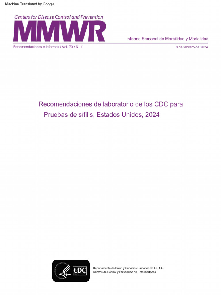 Recomendaciones sobre pruebas de sífilis 2024 | PDF | Sistema inmune ...