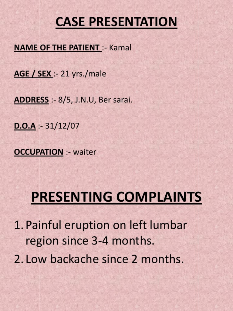 A Case Presentation of a 21YearOld Male with Pott's Disease