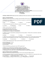 Third Quarterly Examination in English 8 With Answer Key and Tos