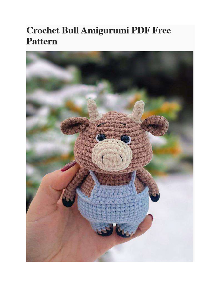 Free Crochet Bull Amigurumi Pattern | PDF | Yarn | Crochet