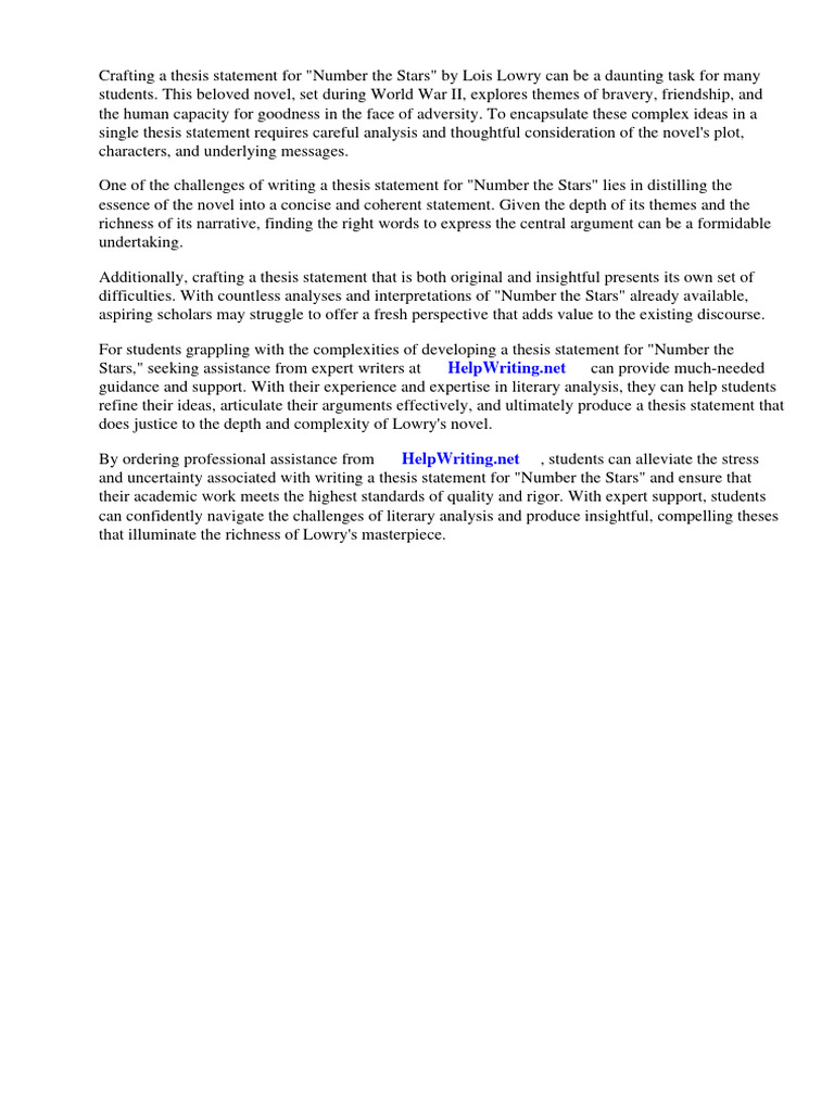Thesis statement for number the stars pdf