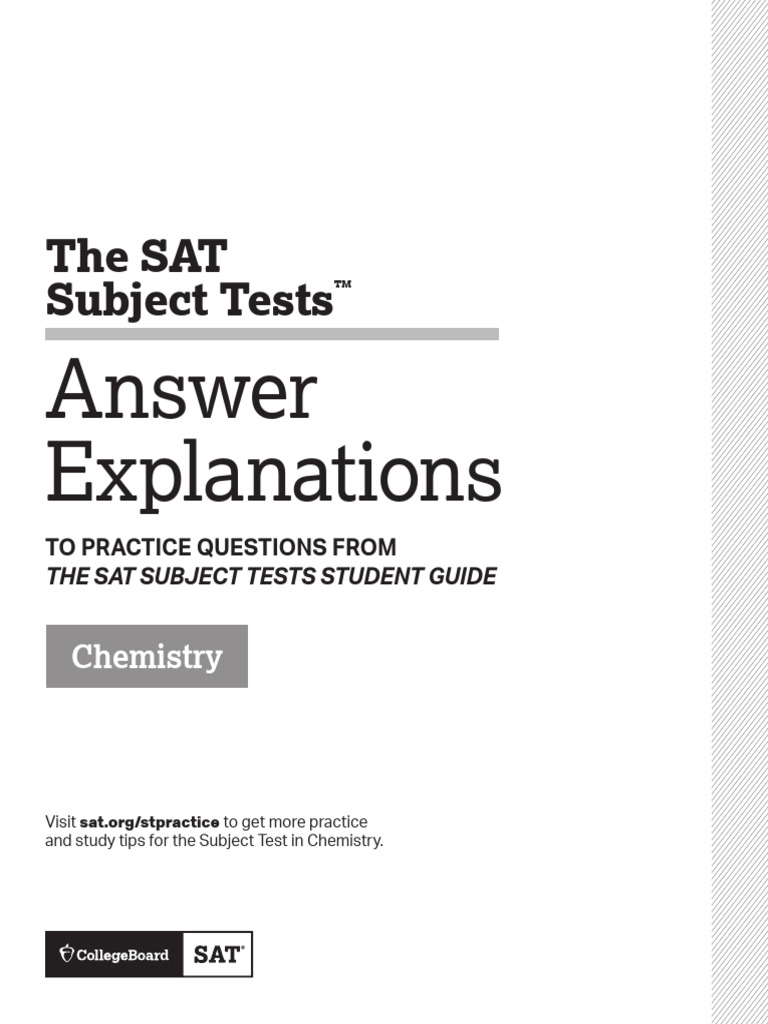 Chemistry Sat Subject Tests Answer Explanations Revised | PDF | Acid | Ph