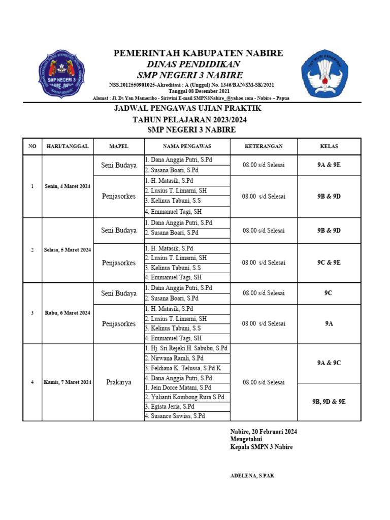 2024 Jadwal Ujian Praktik Oke Pdf