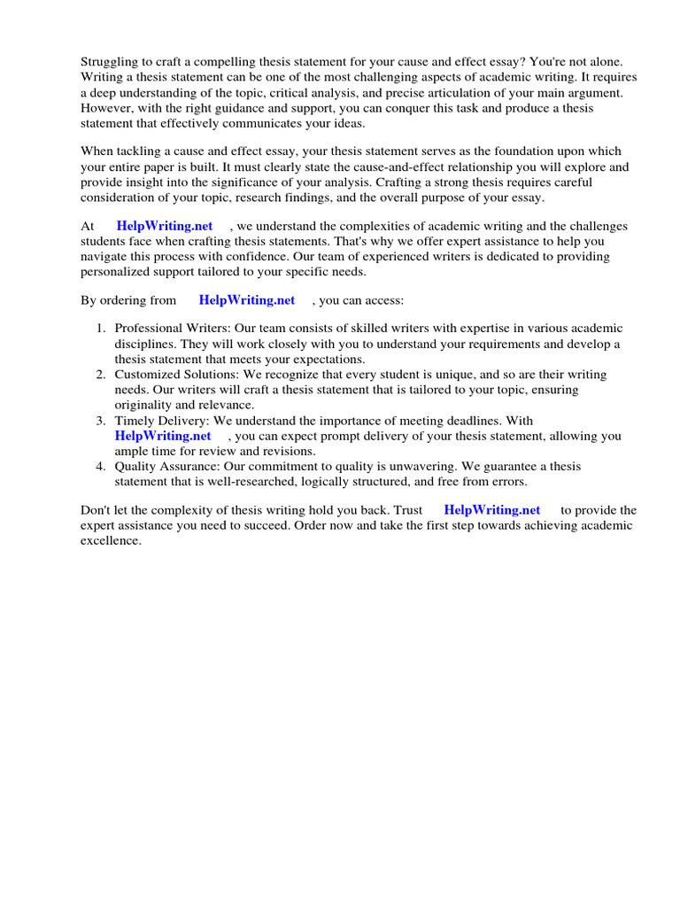 Crafting Cause and Effect Thesis Statements | PDF | Essays | Shock ...
