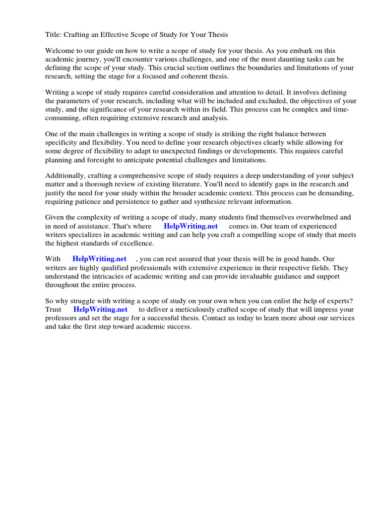 How To Write Scope of Study For Thesis | PDF