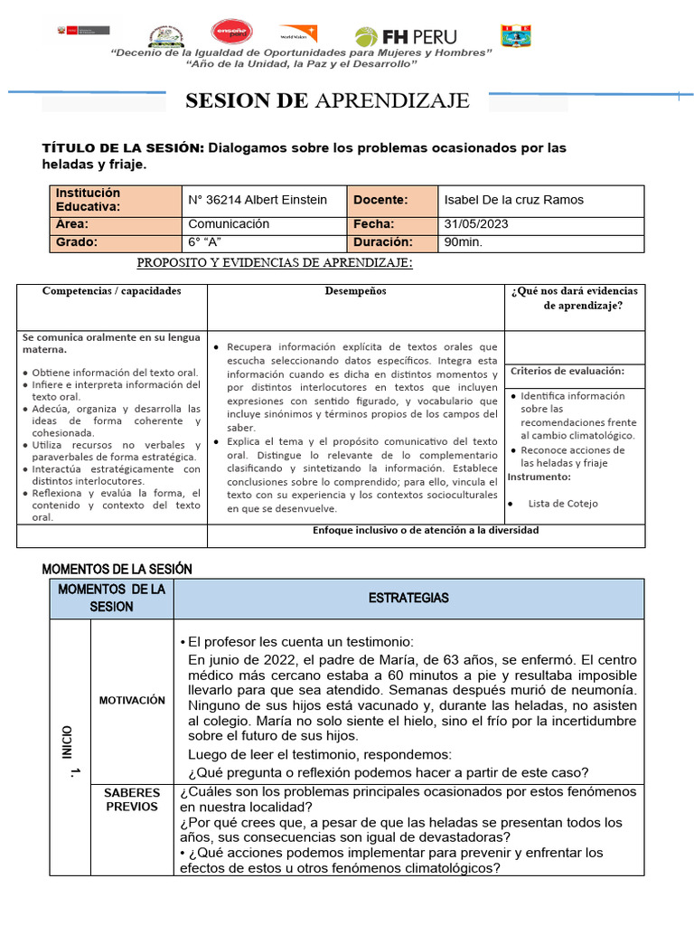 Impacto de Heladas en la Educación Primaria | PDF | Aprendizaje | Alimentos