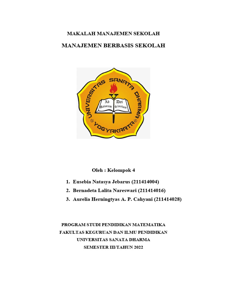 Manajemen Berbasis Sekolah dalam Pendidikan | PDF