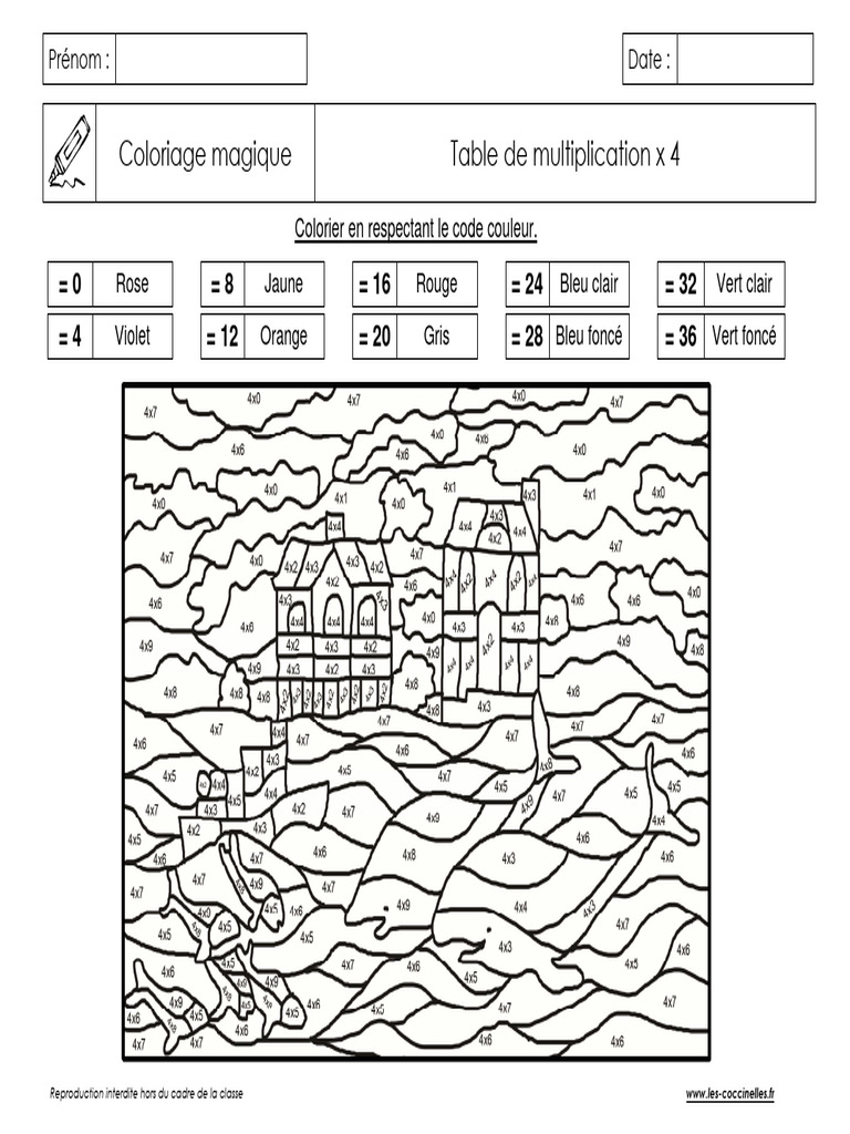 Coloriage Magique Table x4 | PDF