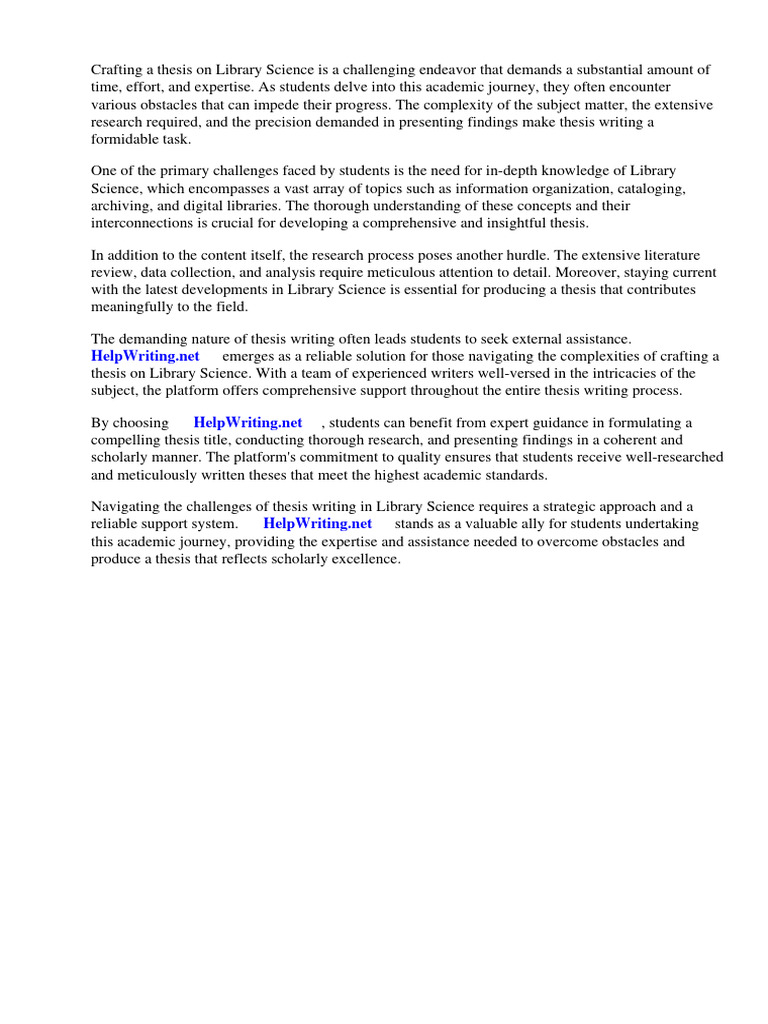 Library Science Thesis Support | PDF | Thesis | Academic Journal