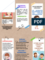 Folleto Tríptico Flyer Academia de Clases de Repaso Escolar Doodle Marrón y Blanco