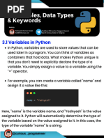 Variables, Data Types and Keywords in Python