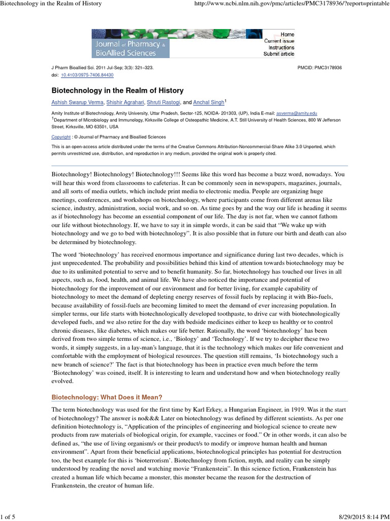 Biotechnology In The Realm Of History Download Free Pdf