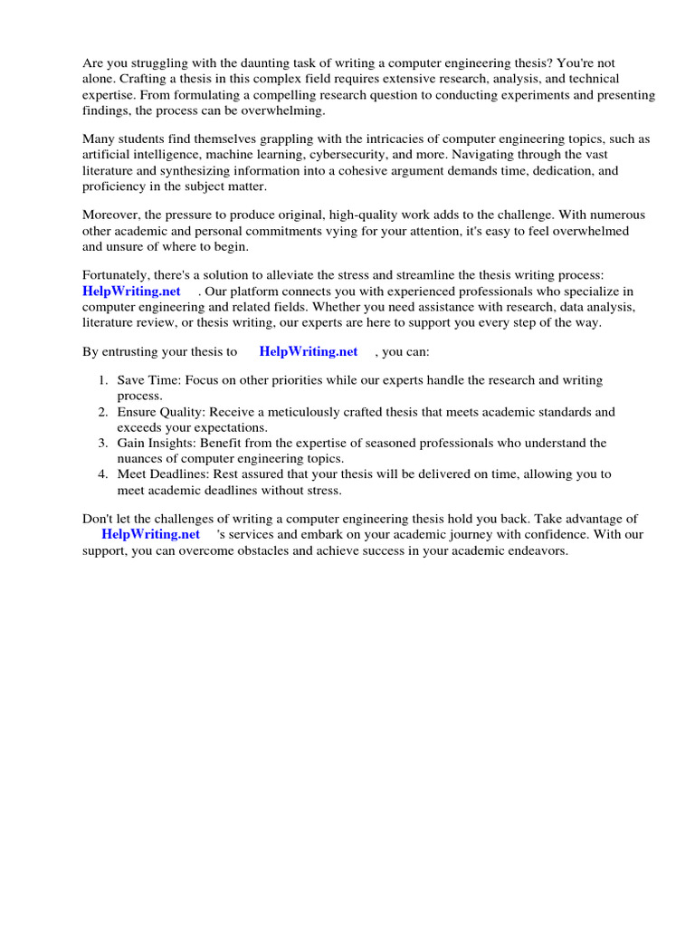 Computer Engineering Thesis Sample PDF Engineering Thesis