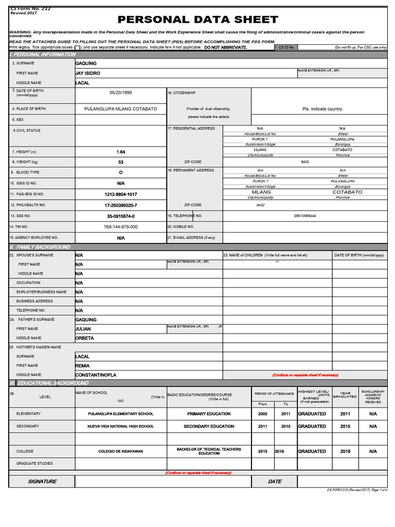 Pds Sid Pdf Vocational Education Affidavit
