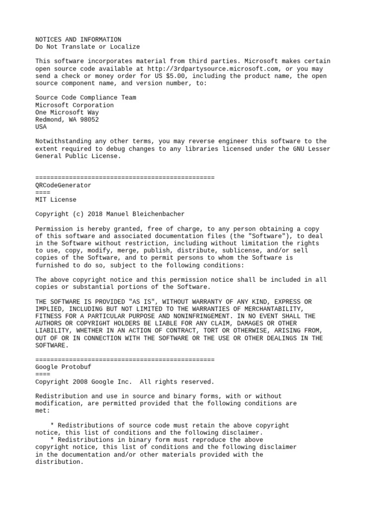 Notice pdf license derivative work