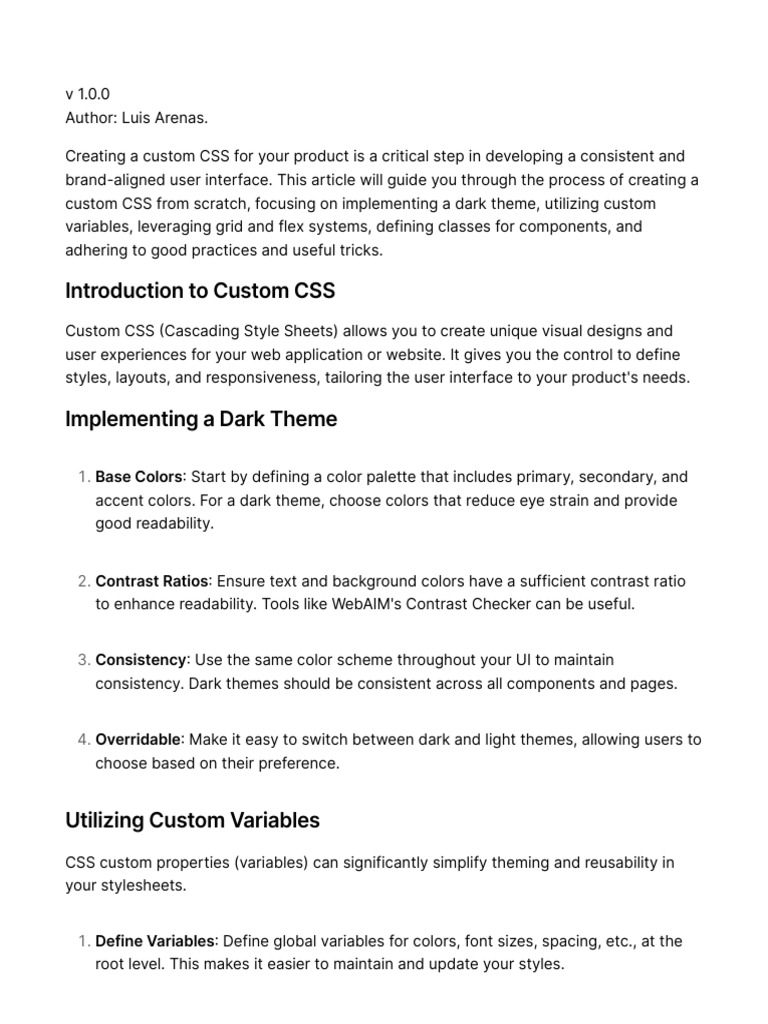 Custom css by luis arenas v1 0 0 pdf