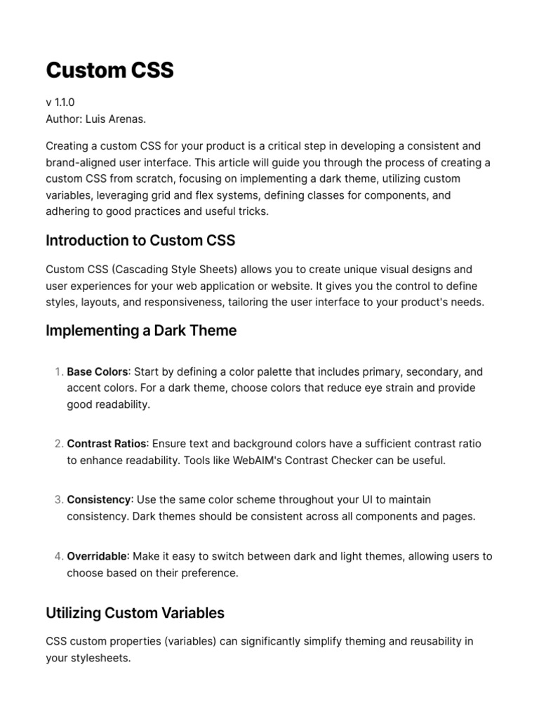 Custom CSS by Luis Arenas v1.1.0 | PDF | Design | Cyberspace