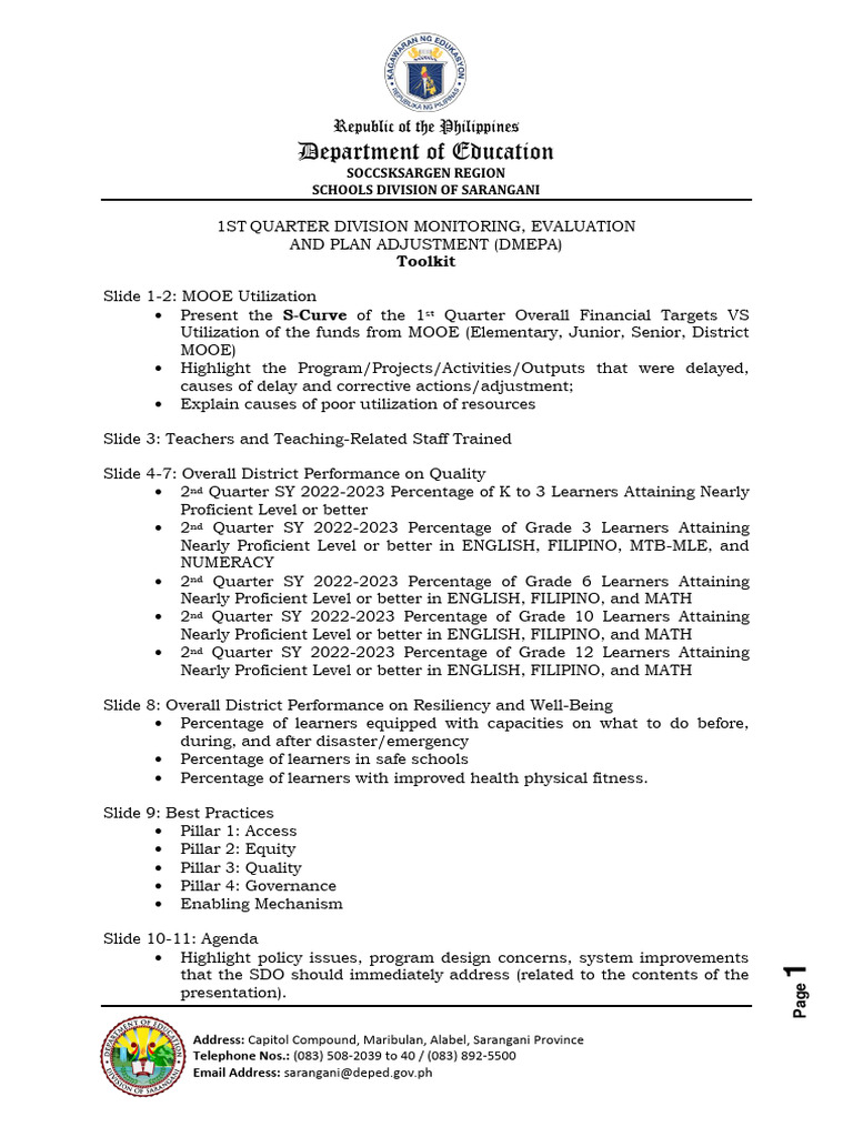 Sarangani Schools 1st Quarter Review | PDF | Business | Science ...