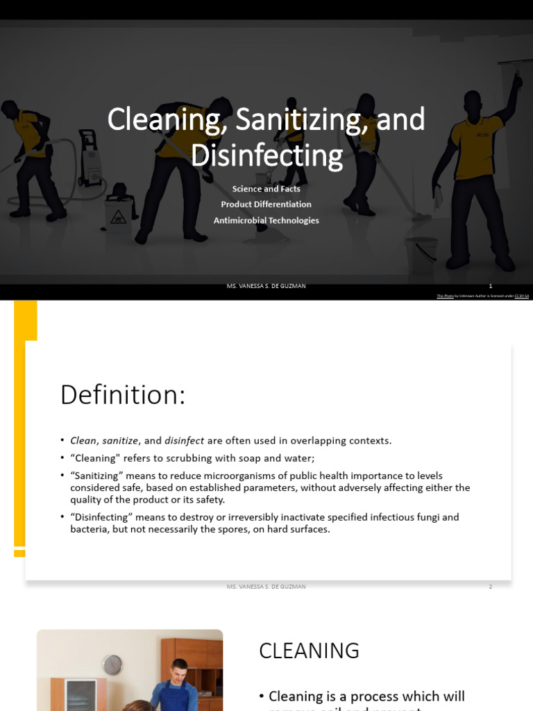 Cleaning Sanitizing and Disinfecting-1 | PDF | Disinfectant | Surfactant