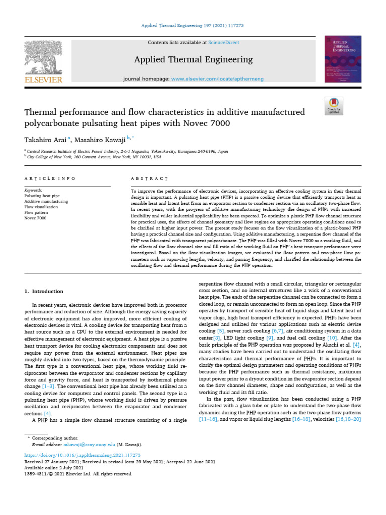 Thermal Performance of Polycarbonate PHP | PDF | Heat Transfer | Liquids
