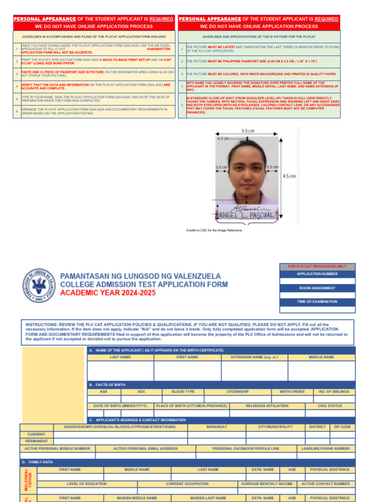 Plvcat Application Form 20242025 PDF Information Science