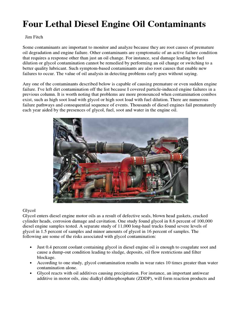 Four Diesel Oil Contaminants to Monitor | PDF | Motor Oil | Internal ...