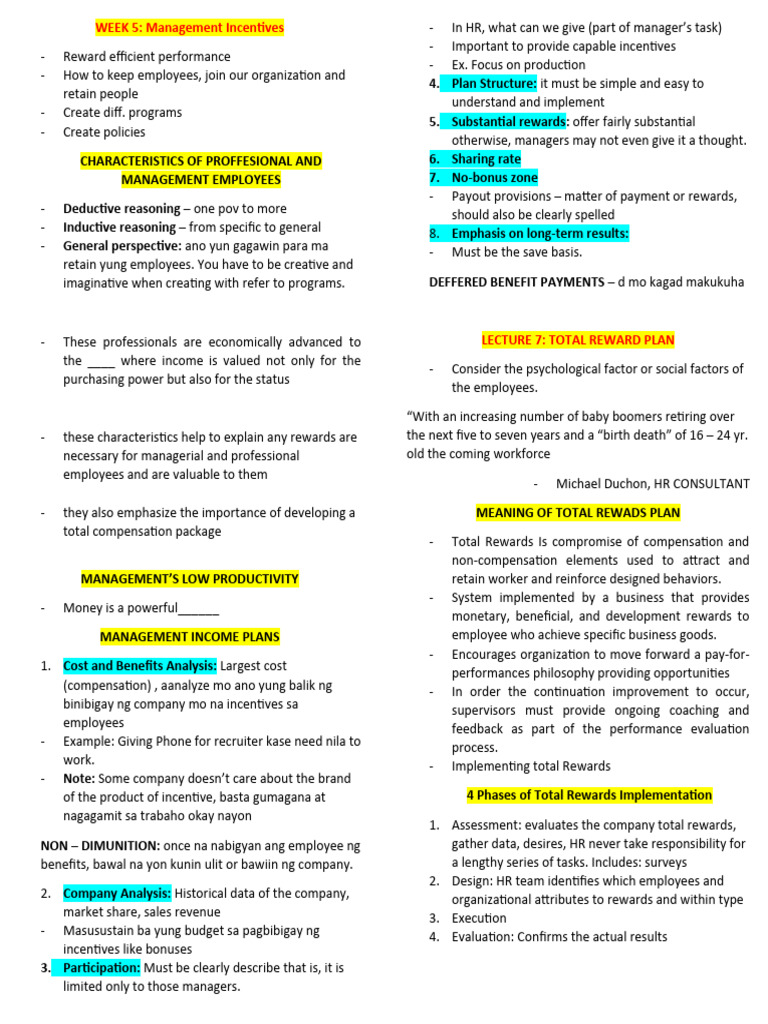 Manament Incentive + Total Rewards Plan | PDF