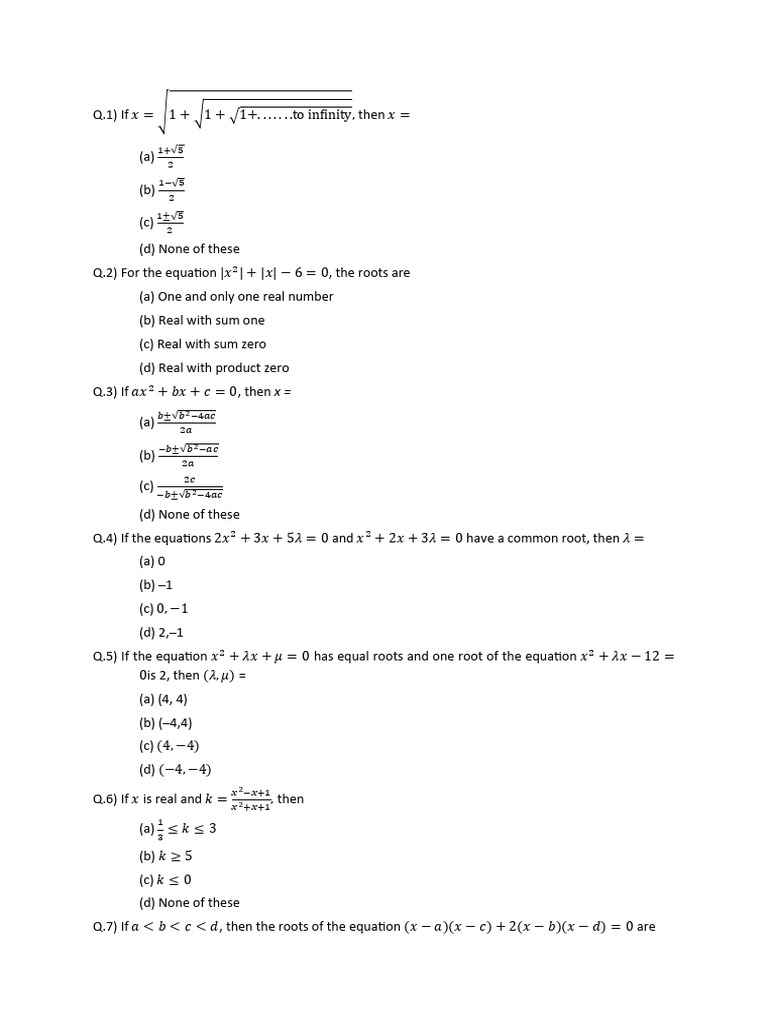 Mat jee pdf zero of a function equations