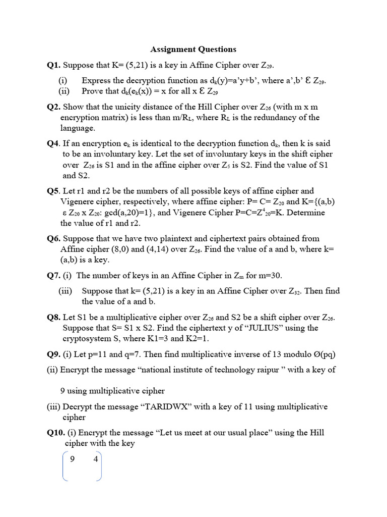 Assignment 1 Questions | PDF