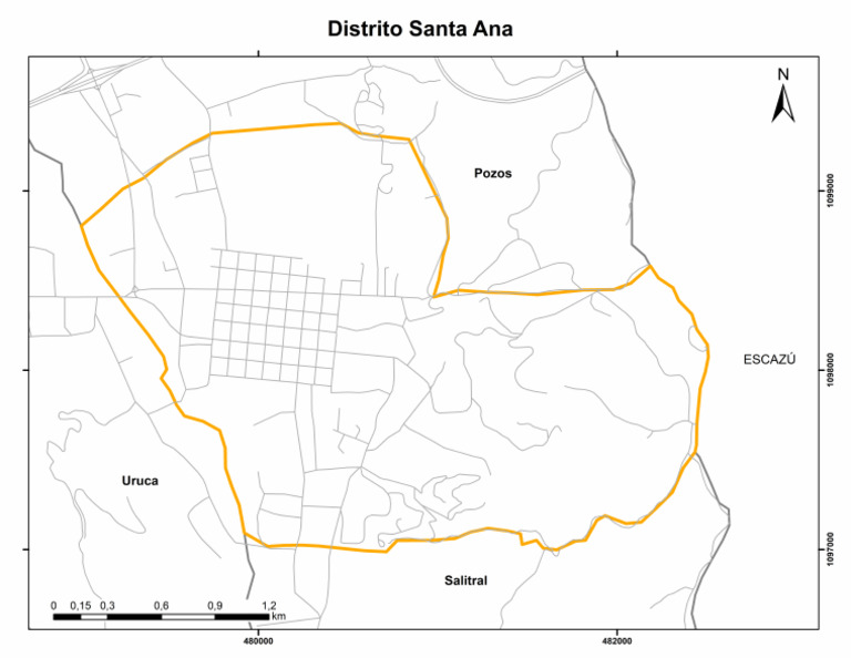 Mapa de Distrito de Santa Ana, San José, Costa Rica | PDF