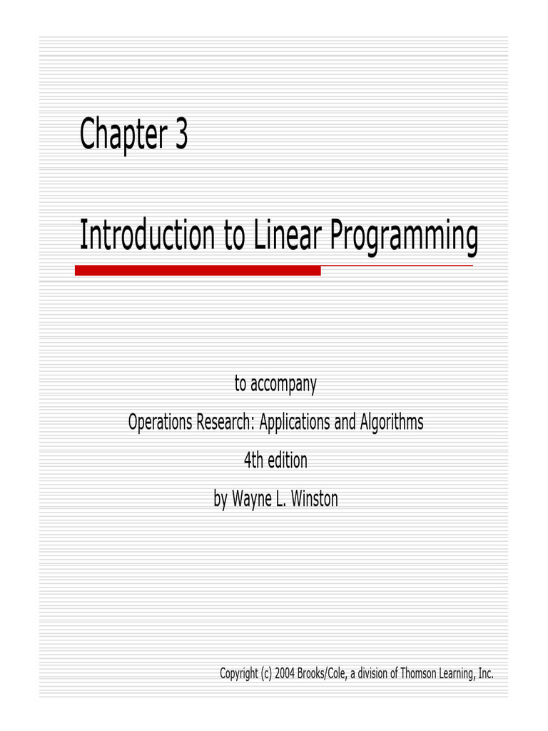 Chapter 3 Winston Operation | PDF | Linear Programming | Mathematical ...