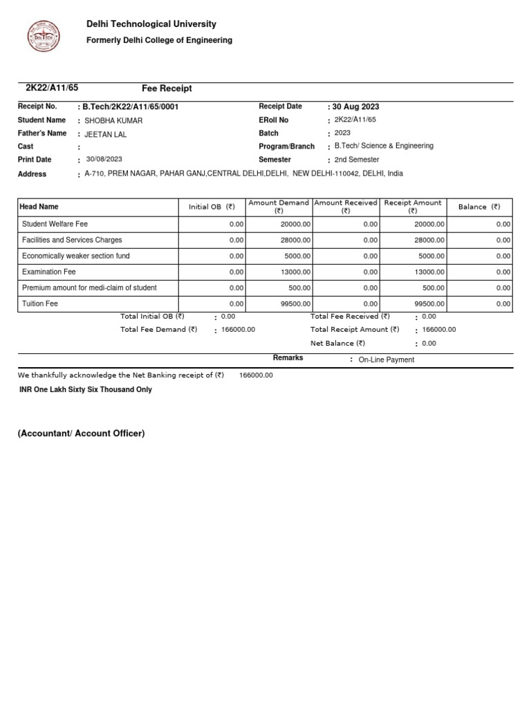 Fee Receipt PDF | PDF | Trade | Business Economics