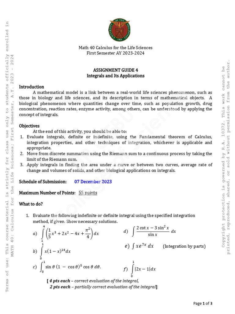 MatHAssignment Guide 4 - 1231 | PDF | Heart | Integral