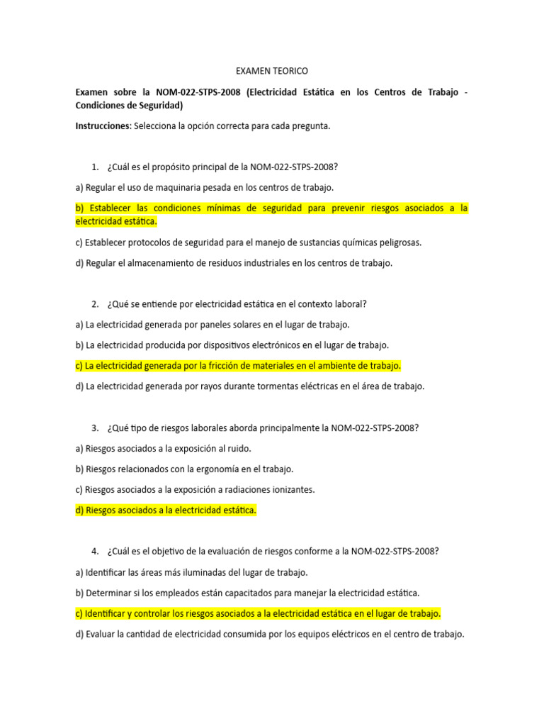 Examen sur la NOM-022-STPS-2008 | PDF | Technologie et ingénierie