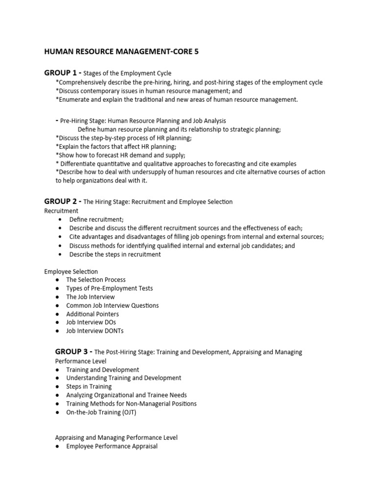 HRM Core 5 Topic | PDF | Human Resource Management | Employment