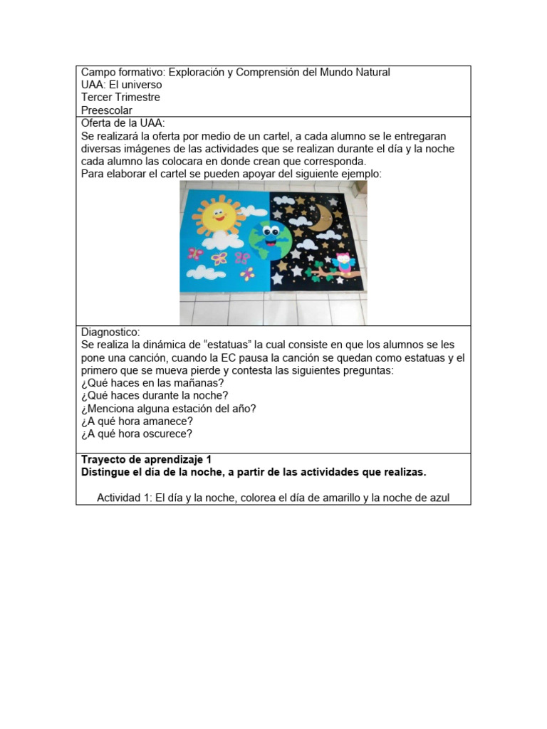Actividades del Universo Preescolar | PDF | Métodos y materiales de ...