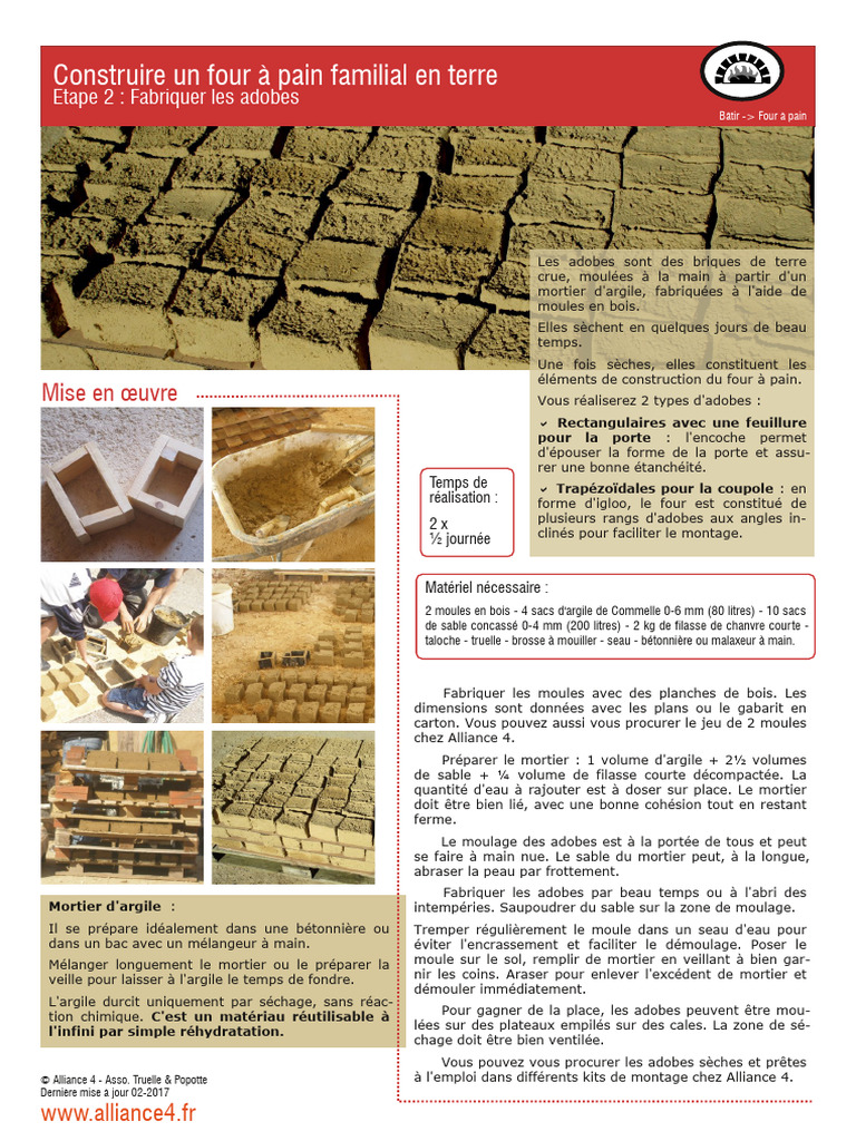 Fabrication d'adobes pour four à pain | PDF | Mortier (matériau ...