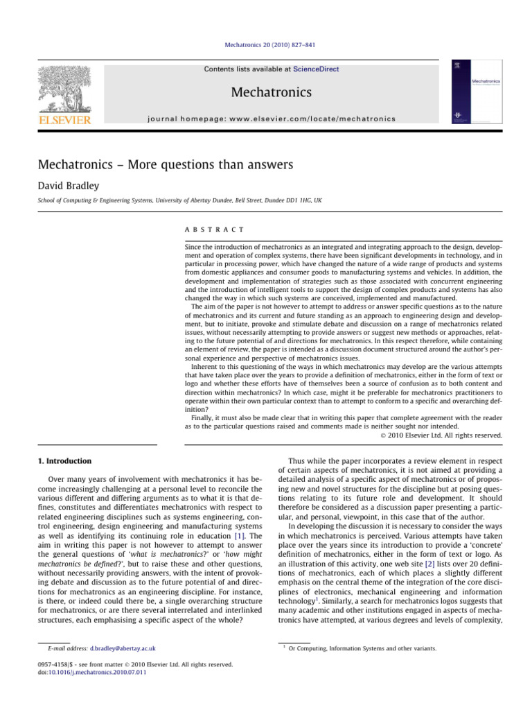 Mechatronics More Questions Than Answers | PDF