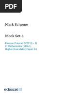 Mark Scheme Mock Set 4: Pearson Edexcel GCSE (9 - 1) in Mathematics (1MA1) Higher (Calculator) Paper 2H