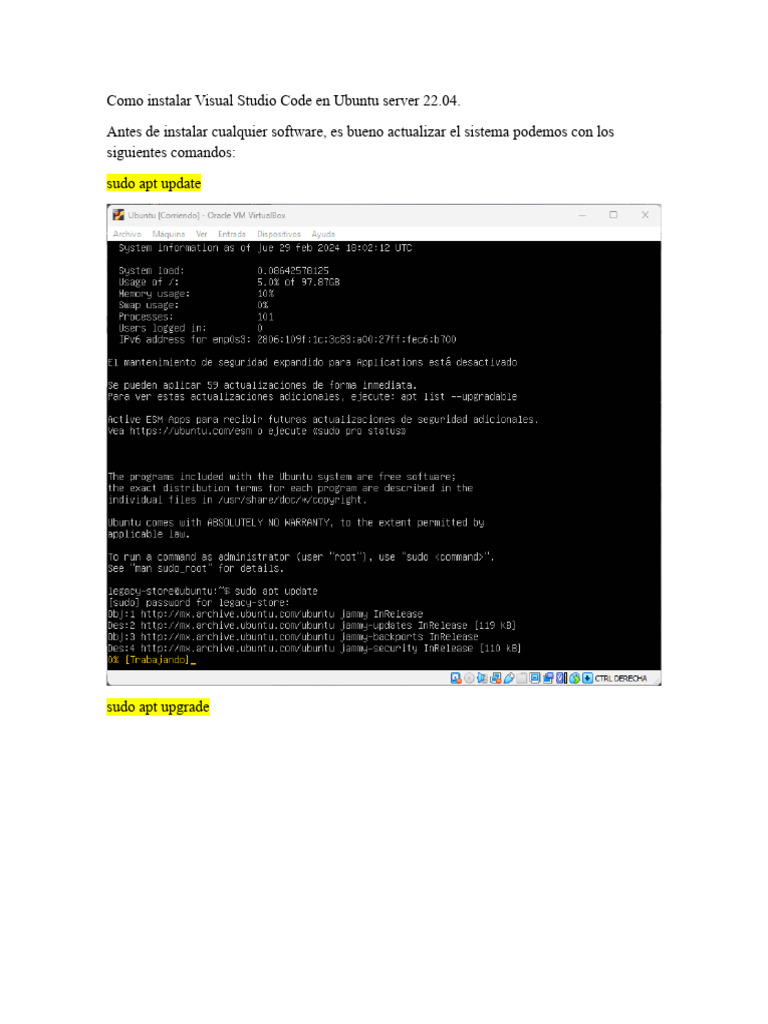 Como Instalar Visual Studio Code en Ubuntu Server 22 | PDF