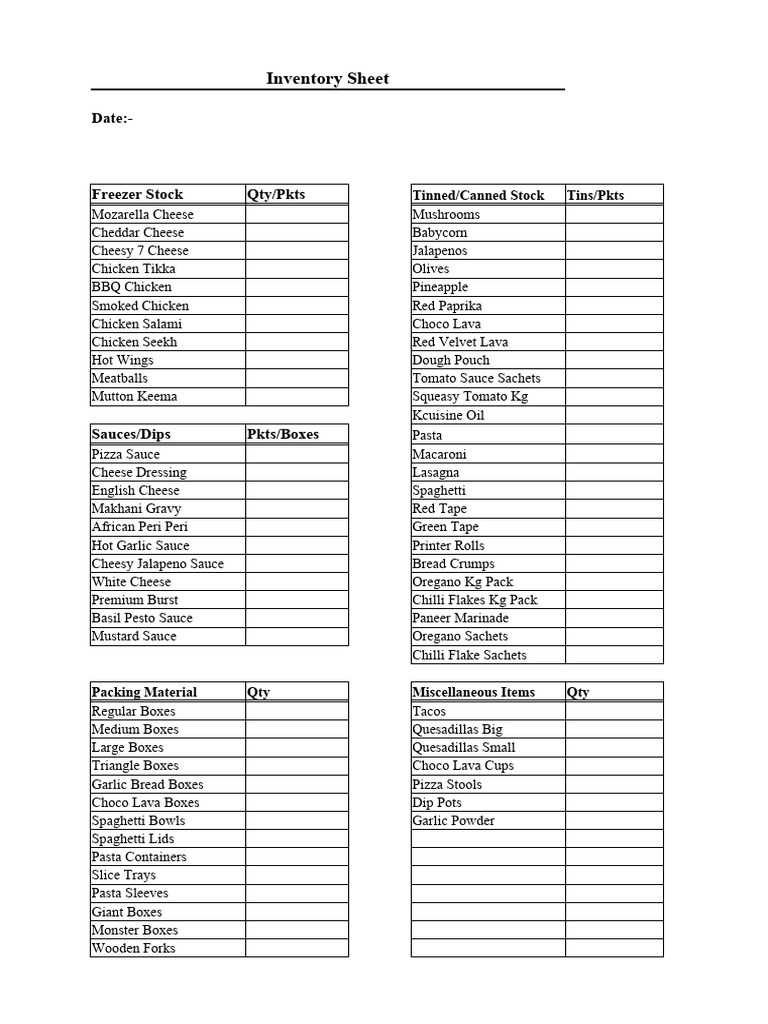 Restaurant Inventory Essentials | PDF | Cooking, Food & Wine