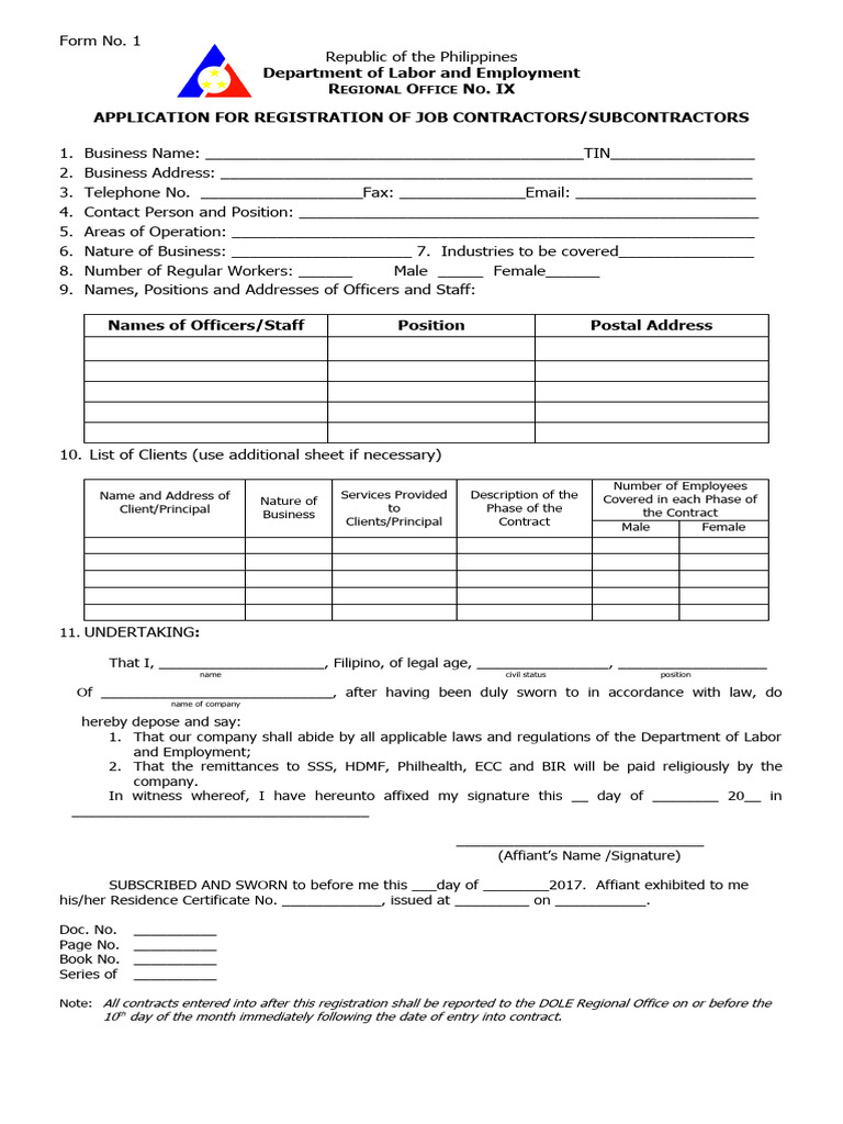 Con-Subcon Application Form | PDF | Subcontractor | Employment