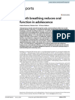 Mouth Breathing Reduces Oral Function in Adolescence