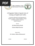 A Pragmatic Study of Speech Acts of Warning in English and Arabic